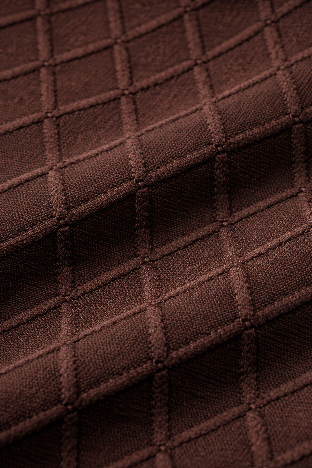 Men’s Brown Diamond Knit Quarter-Zip Polo Shirt – Textured Short Sleeve