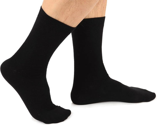 2 Plain Black Full-Length Socks Unisex