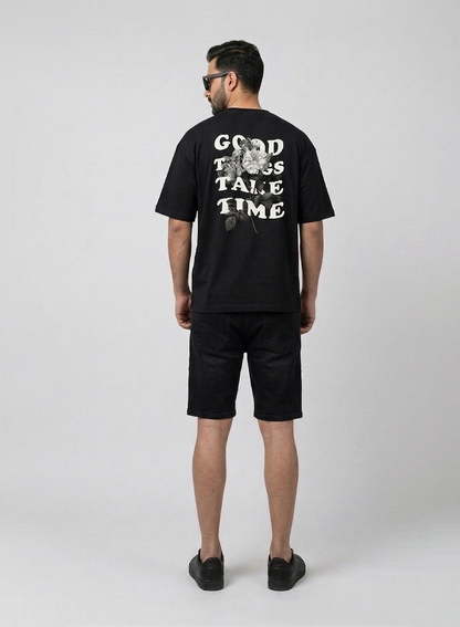 STEALTH BLACK DROP SHOULDER T-SHIRT