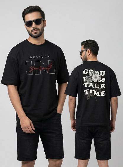 STEALTH BLACK DROP SHOULDER T-SHIRT