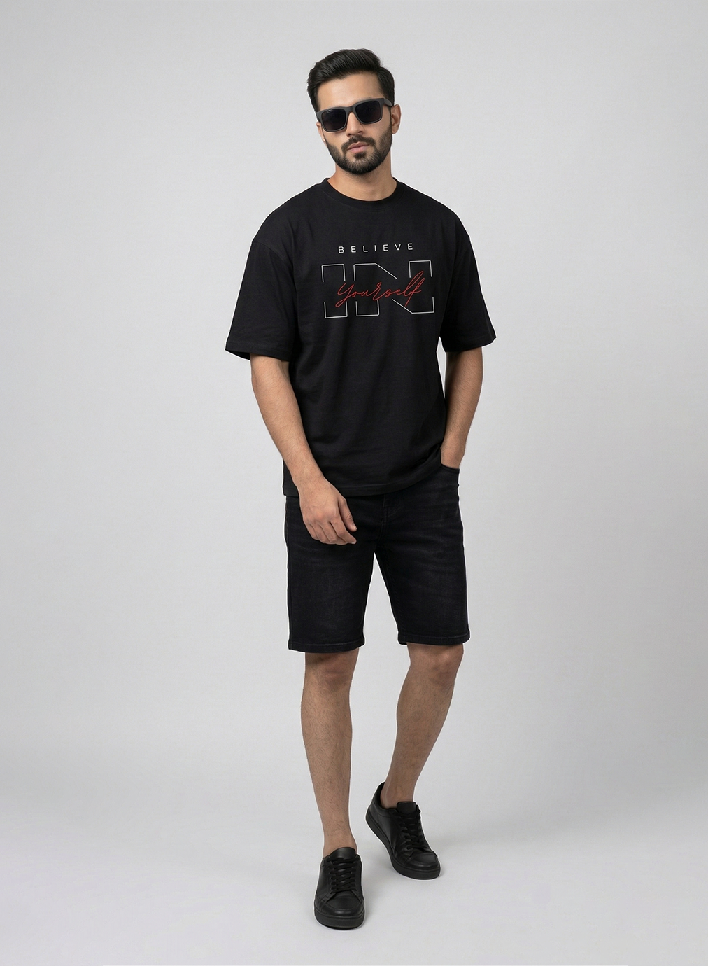 STEALTH BLACK DROP SHOULDER T-SHIRT