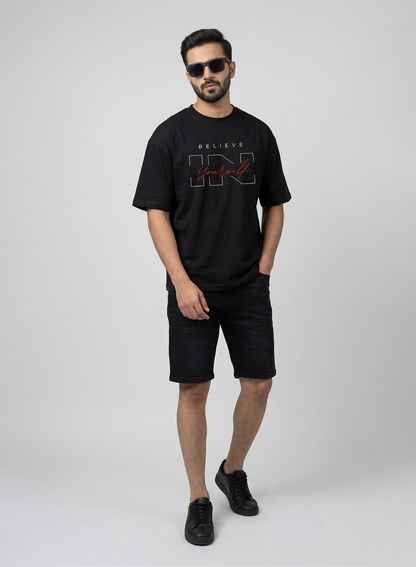 STEALTH BLACK DROP SHOULDER T-SHIRT