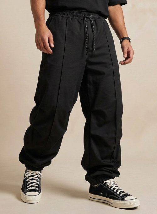 Urban Pintuck Wide Leg Trouser-Black