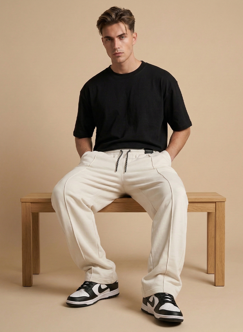 Urban Pintuck Wide Leg Trouser-White