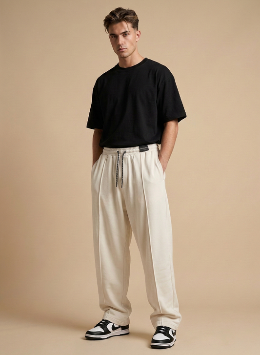 Urban Pintuck Wide Leg Trouser-White