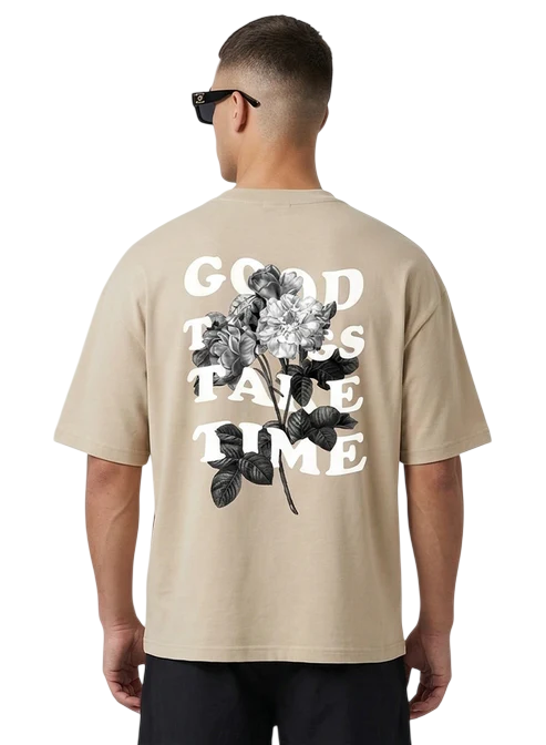 DROP SHOULDER T-SHIRT BEIGE COLOR