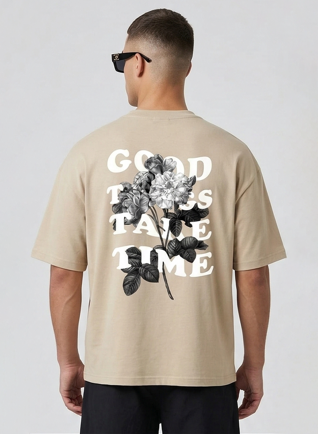 DROP SHOULDER T-SHIRT BEIGE COLOR