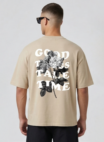 DROP SHOULDER T-SHIRT BEIGE COLOR