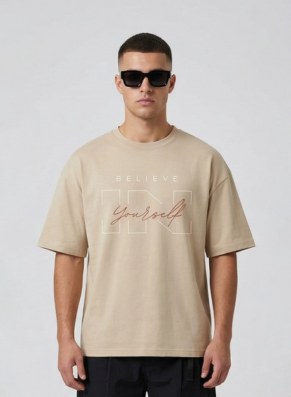 DROP SHOULDER T-SHIRT BEIGE COLOR