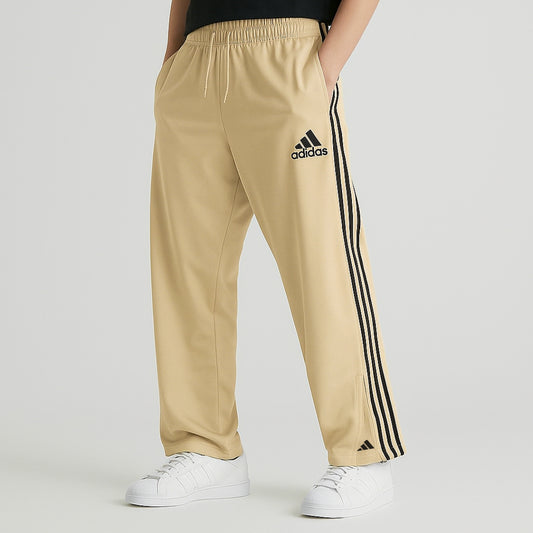 Baggy Style Trouser with Signature Stripes & Ankle Zips Beige Color| For Both Men & Women
