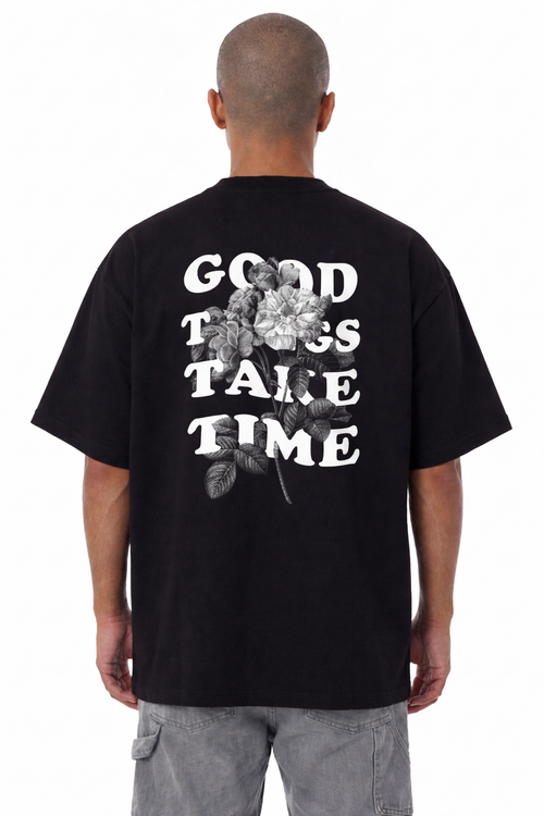 DROP SHOULDER T-SHIRT BLACK COLOR