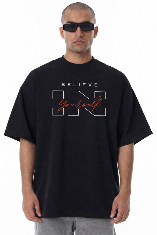 DROP SHOULDER T-SHIRT BLACK COLOR
