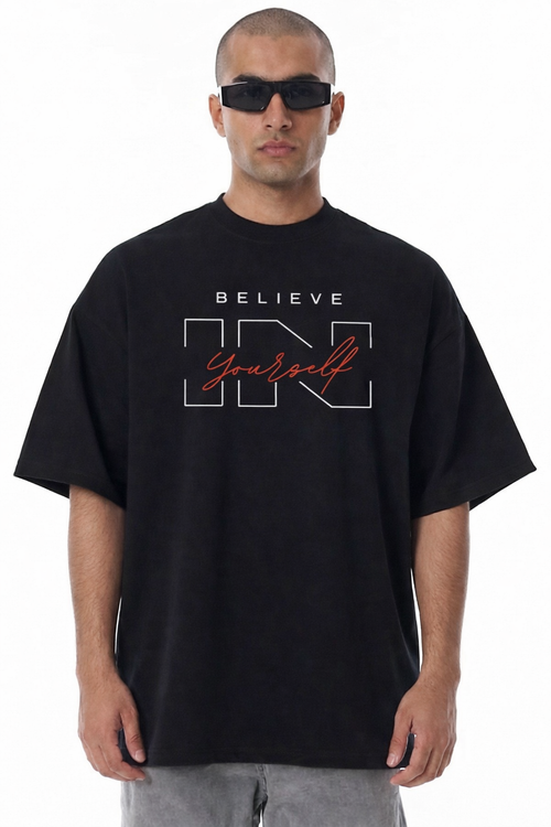 DROP SHOULDER T-SHIRT BLACK COLOR